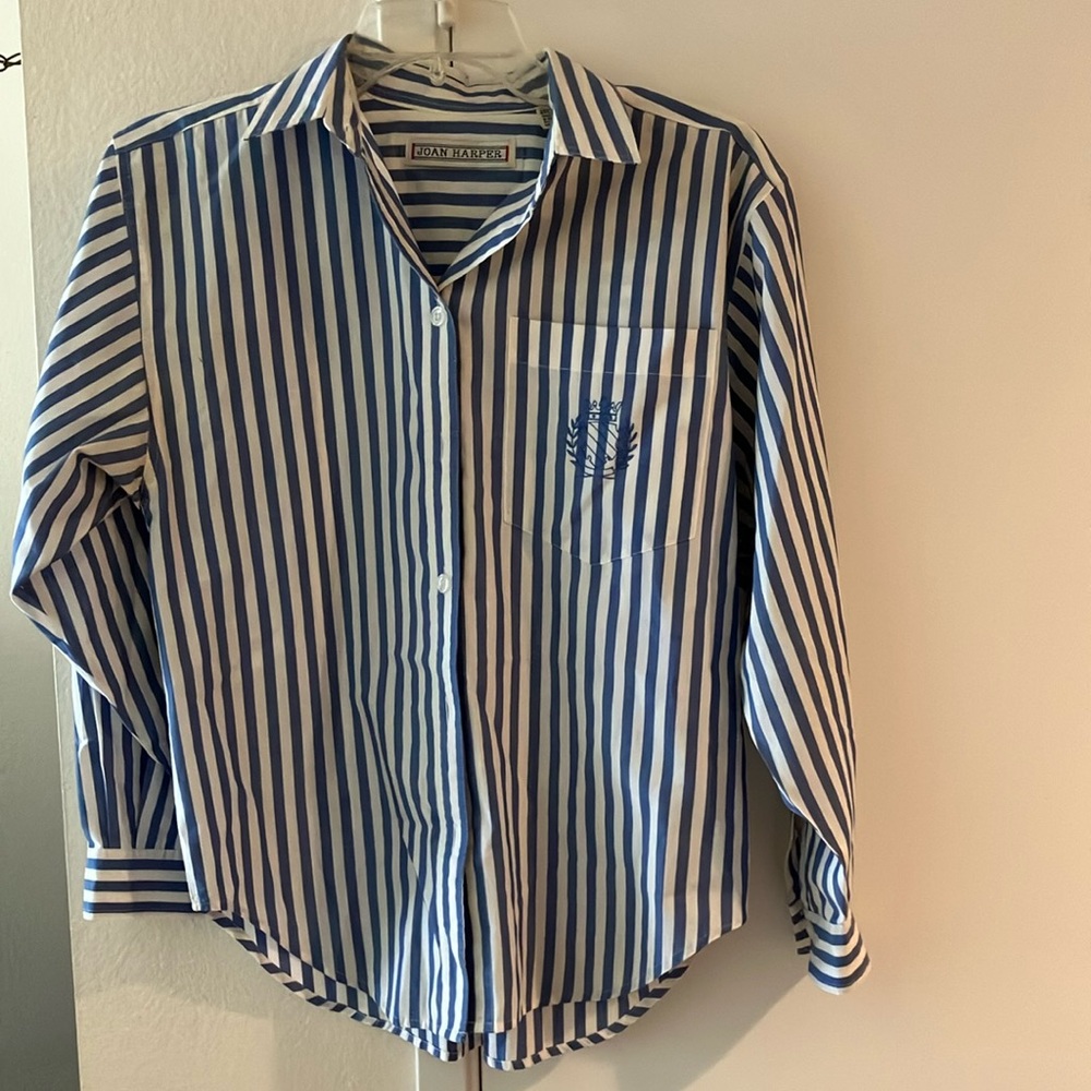 Harper Blue and White Striped Blouse